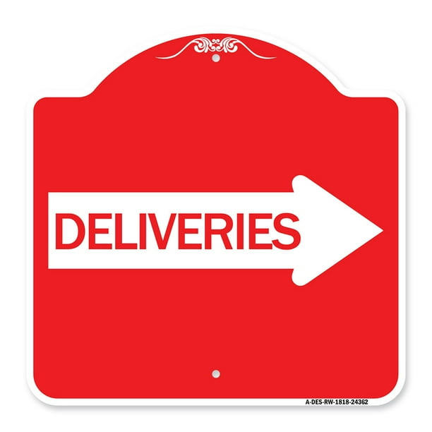 SignMission Designer Series Sign Deliveries Protect Your Business & Municipality Made in The USA with Left Arrow | Black & Gold 18 X 18 Heavy-Gauge Aluminum Architectural Sign SignMission Designer Series Sign Deliveries Protect Your Business & Municipality Made in The USA with Left Arrow | Black & Gold 18 X 18 Heavy-Gauge Aluminum Architectural Sign